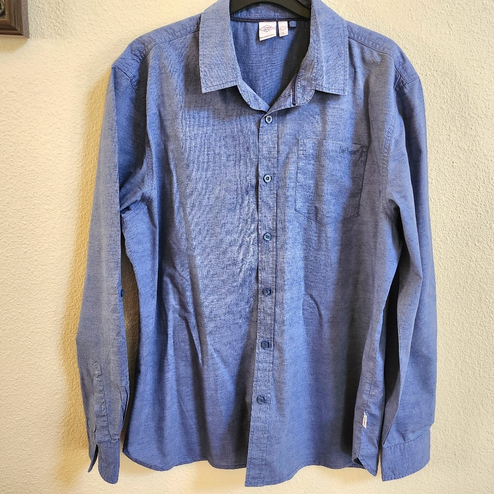 Lee Cooper Size L Blue Mottled Long Sleeve Buttondown Shirt